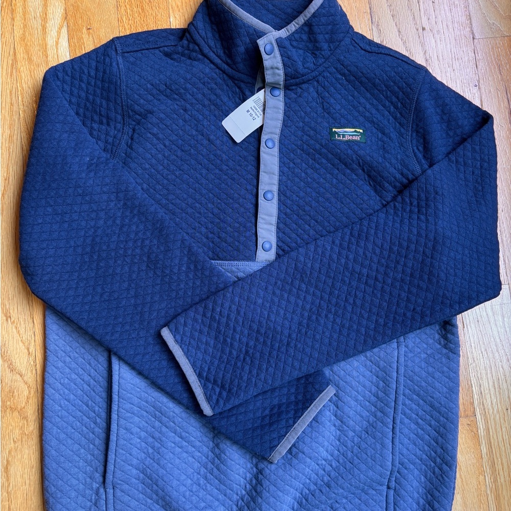 L.L. Bean Kids Blue Quilted Pullover M 10/12 WITH TAGS